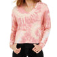 Crave Fame Junior's Cozy Ribbed Tie Dyed Top Pink Size Small