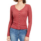 Crave Fame Juniors' V-Neck Button-Front Shirt Pink Size Small