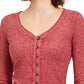 Crave Fame Juniors' V-Neck Button-Front Shirt Pink Size Small