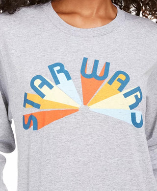 Mad Engine Disney Juniors' Cotton Long-Sleeve Star Wars Graphic T-Shirt Gray Size X-Large