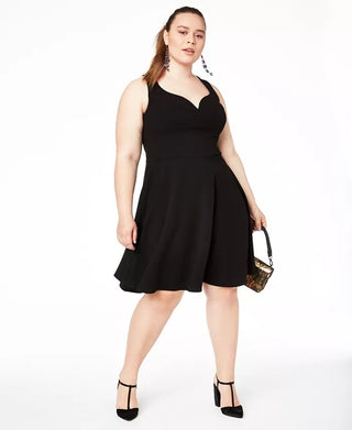 B Darlin Women's Trendy Plus Size Open-Back Fit & Flare Dress Black Size 22W