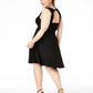 B Darlin Women's Trendy Plus Size Open-Back Fit & Flare Dress Black Size 22W