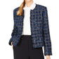 Calvin Klein Women's Petite Tweed Open-Front Jacket Blue Size 14 P