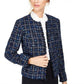 Calvin Klein Women's Petite Tweed Open-Front Jacket Blue Size 14 P