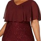 Connected Women's Plus Sequined Lace Overlay Gown Wine Size 14W