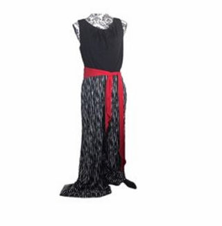 Connected Apparel Women's Tie Color Block Sleeveless Scoop Neck Tank Wide Leg Evening Jumpsuit Black Size 10 P