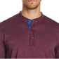 Tallia Men's Slim Fit Mercerized Paisley Long Sleeve Henley Red Size XX-Large