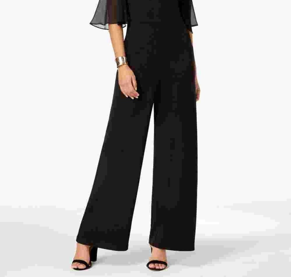 Connected Women's Cold-Shoulder Wide-Leg Jumpsuit Black Size 8