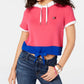 Tommy Hilfiger Sport Women's Hooded Colorblocked Crop Top Pink Size X-Large