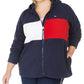 Tommy Hilfiger Women's Sport Plus Size Colorblocked Hooded Jacket Navy Size 2X