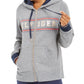 Tommy Hilfiger Women's Sport Zippered Logo Hoodie Gray Size Small
