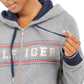Tommy Hilfiger Women's Sport Zippered Logo Hoodie Gray Size Small