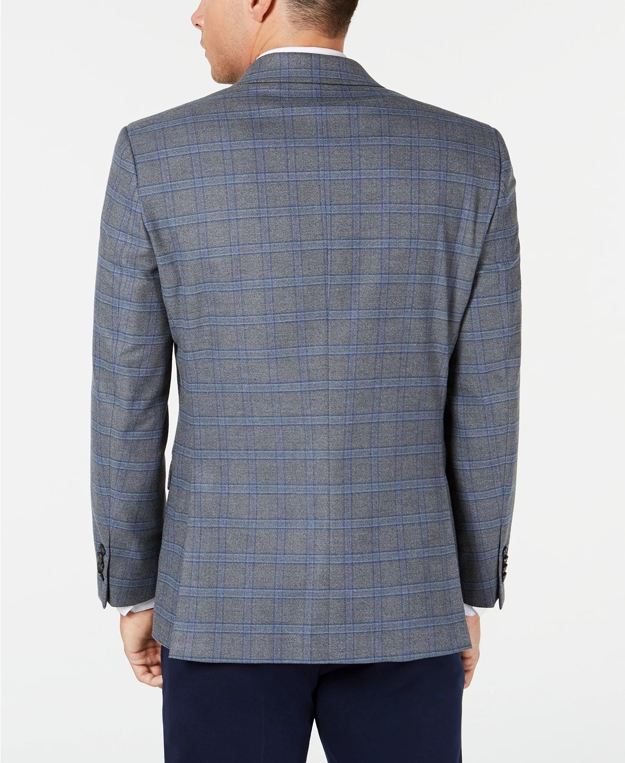 Tommy Hilfiger Men's Modern Fit Thflex Stretch Windowpane Sport Coat Grey Size 44
