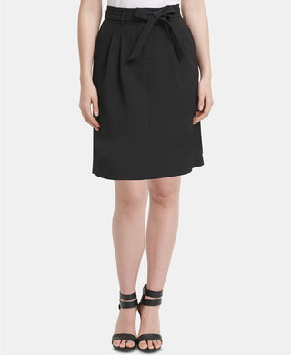 DKNY Women's Textured Paperbag Skirt Black Size 16