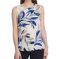 DKNY Women's Printed Scoop-Neck Top Dark Blue Size Medium