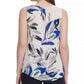 DKNY Women's Printed Scoop-Neck Top Dark Blue Size Medium