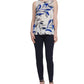 DKNY Women's Printed Scoop-Neck Top Dark Blue Size Medium