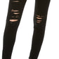 Vanilla Star Junior's Ripped Button Fly Jeans Black Size 5