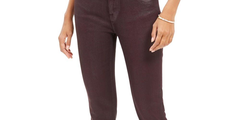 Vigoss Women's Jeans Burgundy Coated Straight-Leg Jeans Dark Pink Size 29