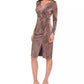 Vince Camuto Women's Metallic Animal Print Stretch Dress Brown Metallc Size 16