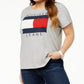 Tommy Hilfiger Women's Cotton Logo T-Shirt Grey Size 2X