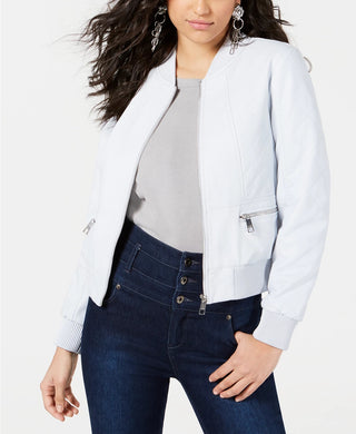 Guess Women's Melissa Faux-Leather Bomber Jacket Navy Size Small