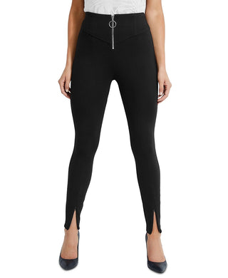 Guess Women's Kumiko Zip-Front Skinny Pants Black Size Medium