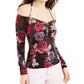 Guess Women's Julissa Printed Off The Shoulder Top -Black Size X-Small