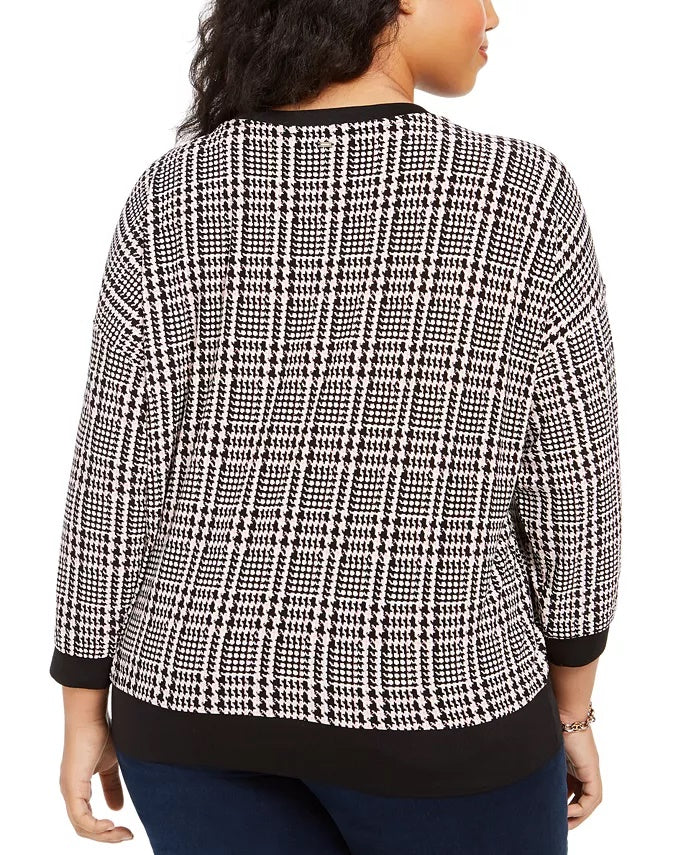 Tommy Hilfiger Women's Plus Size Plaid Sweater Charcoal Size 3X