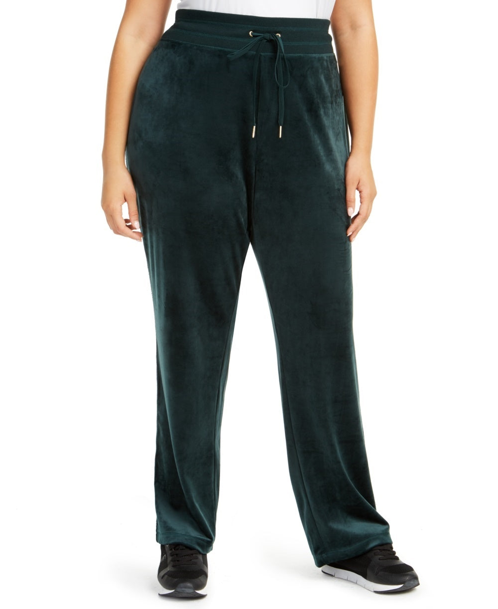 Calvin Klein Women's Plus Size Velour Wide-Leg Pants Blue Size 2X