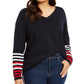Tommy Hilfiger Women's Plus Size Ivy Striped-Sleeve Sweater Blue Size 0X