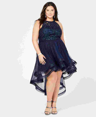 Say Yes To The Prom Women's Trendy Plus Size Embellished High-Low Dress Blue Size 24