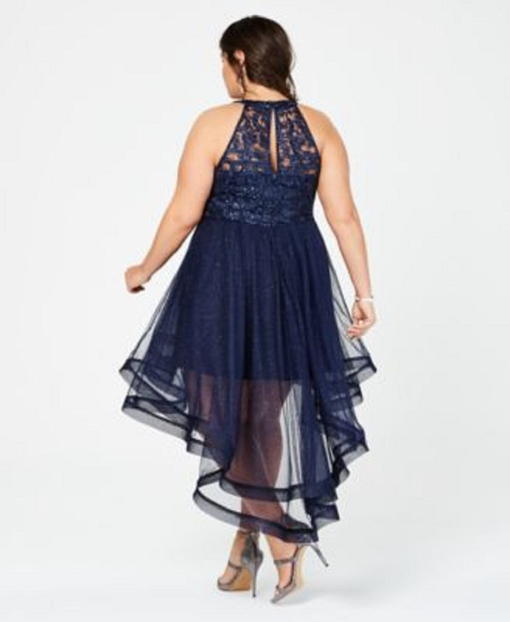 Say Yes To The Prom Women's Trendy Plus Size Embellished High-Low Dress Blue Size 24