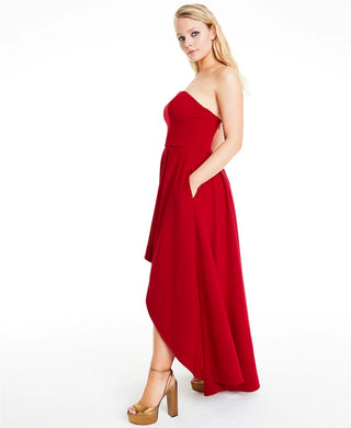 Speechless Juniors' Strapless High-Low Dress Red Size 11
