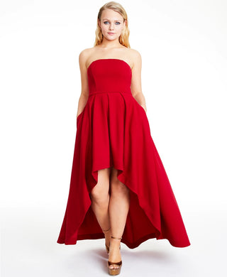 Speechless Juniors' Strapless High-Low Dress Red Size 3