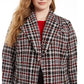 Calvin Klein Women's Plus Tweed Plaid Topper Jacket Red Size 20W