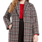 Calvin Klein Women's Plus Tweed Plaid Topper Jacket Red Size 18W