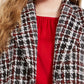 Calvin Klein Women's Plus Tweed Plaid Topper Jacket Red Size 18W