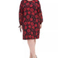 Tommy Hilfiger Women's Floral Long Sleeve Jewel Neck Below Dress Black Size 14W