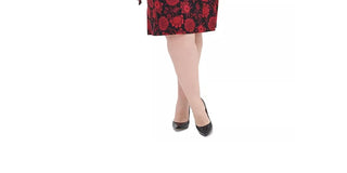 Tommy Hilfiger Women's Floral Long Sleeve Jewel Neck Below Dress Black Size 14W