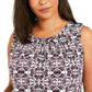 Calvin Klein Women's Sleeveless Printed Pleat Neck Top Black Size 1X