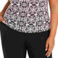 Calvin Klein Women's Sleeveless Printed Pleat Neck Top Black Size 1X