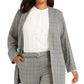 Calvin Klein Women's Windowpane Topper Jacket Gray Size 16W
