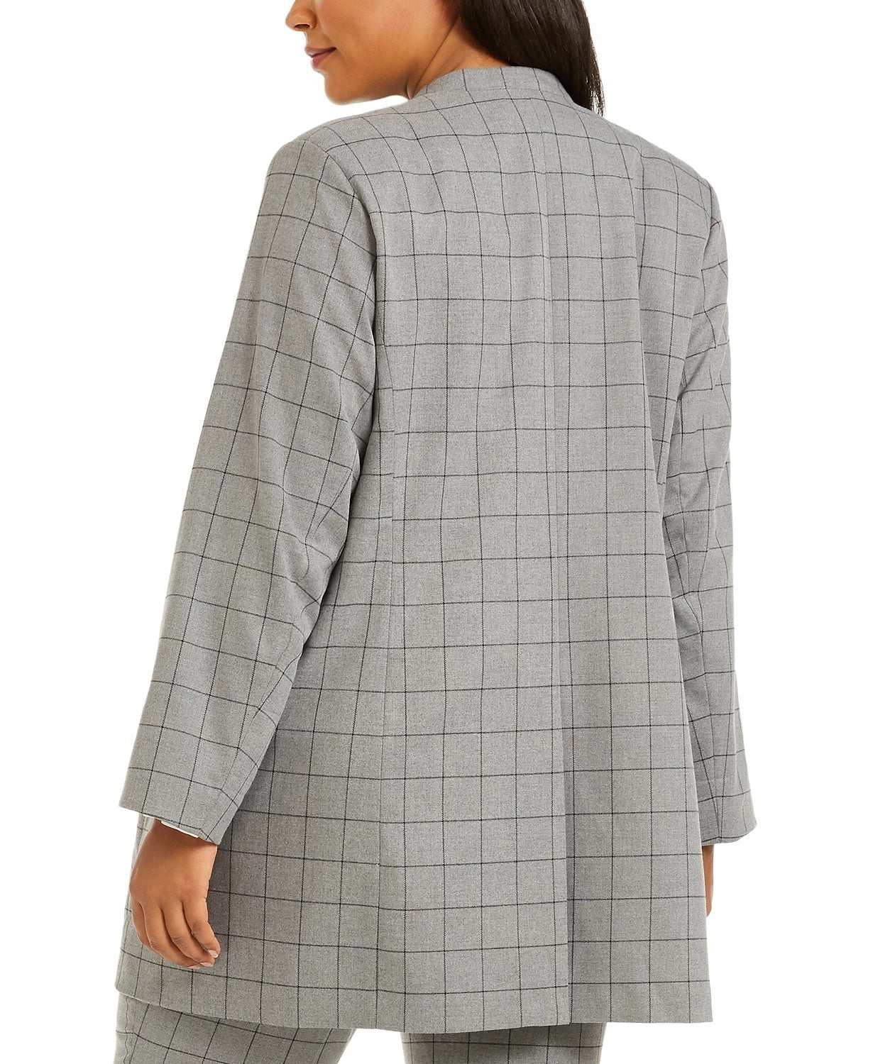 Calvin Klein Women's Windowpane Topper Jacket Gray Size 16W