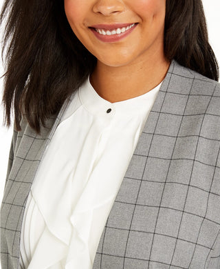 Calvin Klein Women's Windowpane Topper Jacket Gray Size 16W