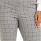 Calvin Klein Women's Plus Belted Windowpane Print Slim Leg Pants Grey Size 14W