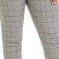 Calvin Klein Women's Plus Belted Windowpane Print Slim Leg Pants Grey Size 14W