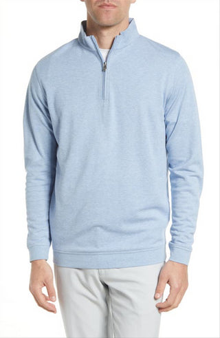 Peter Millar Comfort Interlock Quarter Zip Pullover in Cottage Blue Size XXL