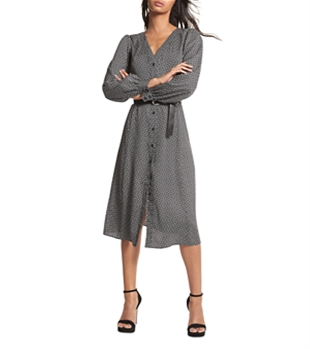 Michael Michael Kors Belted Logo Midi Dress White Size XXS