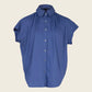 Womens Gather Collar Shirt in Navy – Elegant Blouse